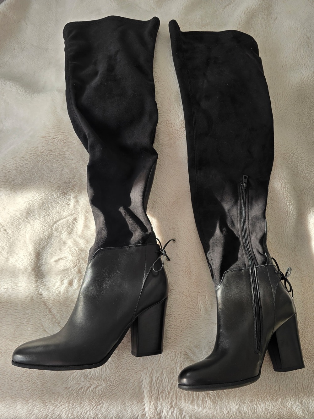 NWT RUDSAK Brasil Black Over-the-Knee Block Heel Boots Suede and Leather size 41 - Picture 2 of 6